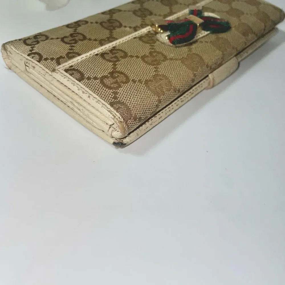 Gucci GG Logo Canvas Leather Trim Continental Wallet - Picture 15 of 15